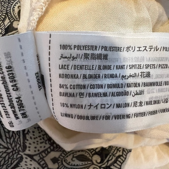 Abercrombie & Fitch | Long‎ Sleeve | Floral | Dress | Cream/Black | Lace | Sz S - Picture 4 of 8